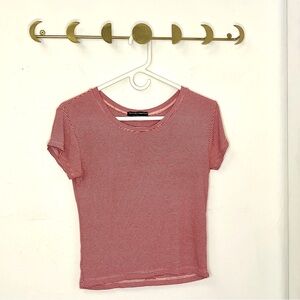 Brandy Melville red and white striped crop tee - One size
